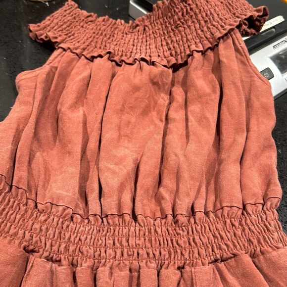 Shades of Grey by Micah Cohen Brown Wide Leg Cropped Linen Jumpsuit Size XS B35 - Picture 7 of 9